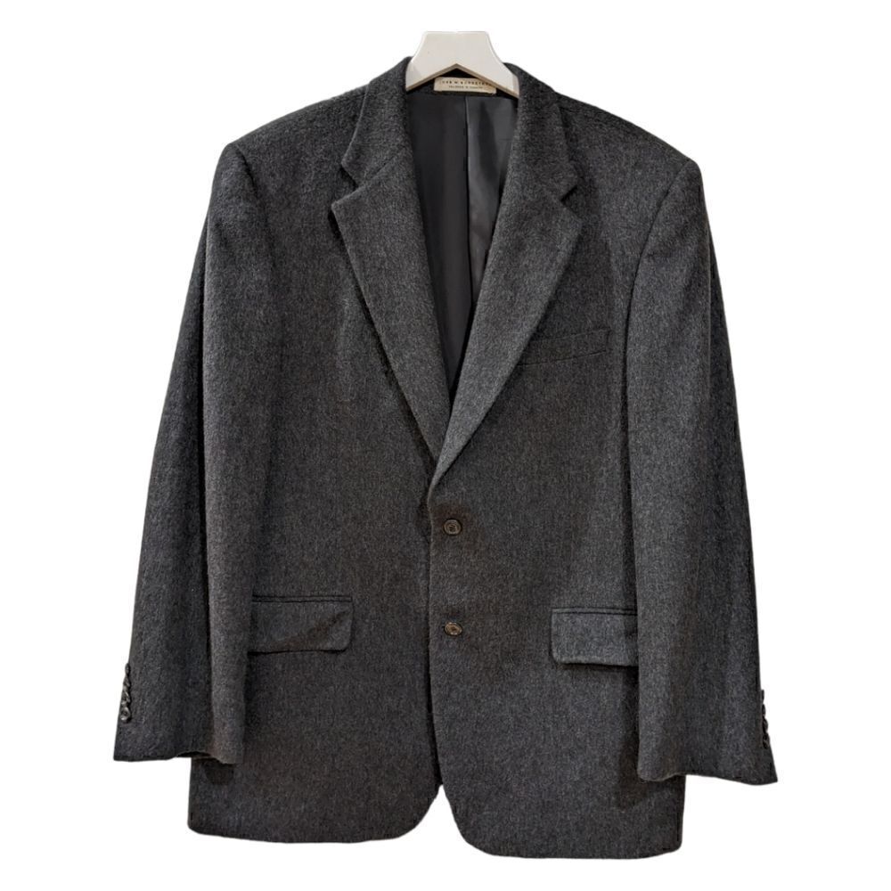 John W. Nordstrom Men's Charcoal Grey 100% Cashmere Two Button Blazer Size XL